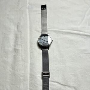 TruWood Women's Analog Dress Watch Marbled Dial Silver Mesh Milanese Band